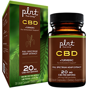 CBD Full Spectrum Hemp Extract + Turmeric - Antioxidant Support - 20 MG per Serving (30 Capsules)
