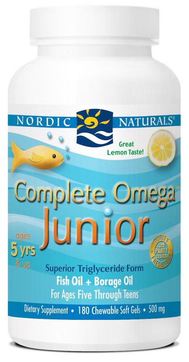 Nordic Naturals - Complete Omega Junior Lemon 500 mg. - 180 Chewable Softgels (formerly Omega-3.6.9 Junior)