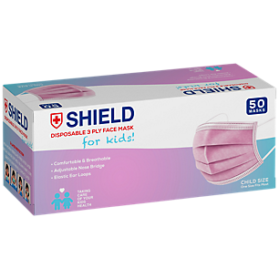 Non-Woven Disposable 3 Ply Face Masks for Kid's - Pink (50 Count)