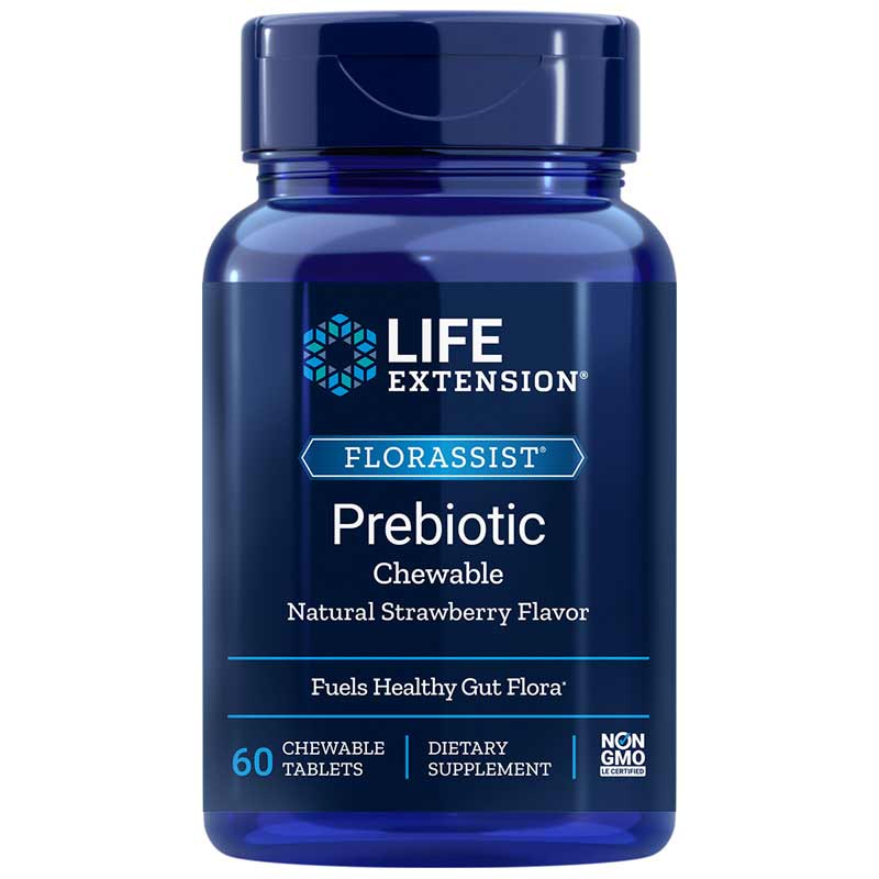 Life Extension FlorAssist Prebiotic Chewable Strawberry 60 Chewable Tablets