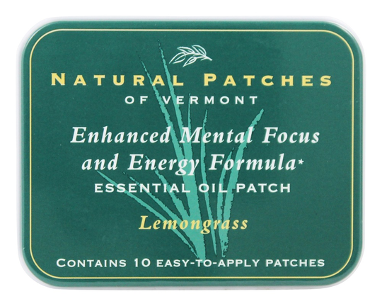 Natural Patches of Vermont - Enhanced Mental Focus & Energy Formula Essential Oil Body Patches Lemongrass - 10 Patch(es) Formerly Naturopatch