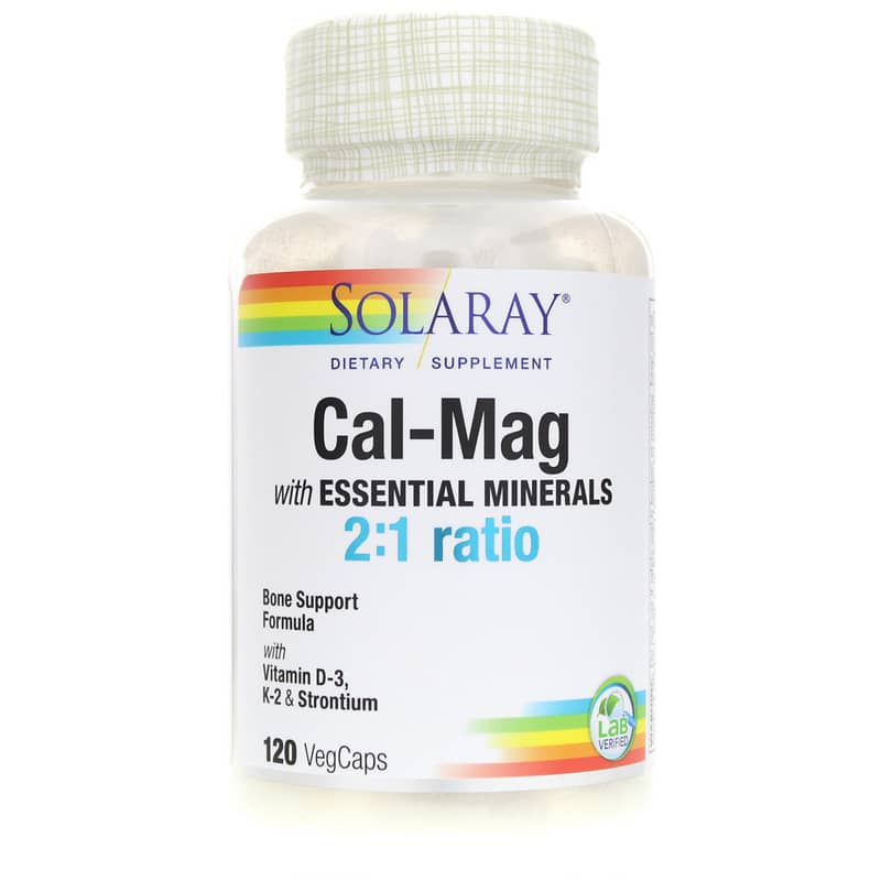 Solaray Cal-Mag 2:1 Ratio with D-3 & K-2 & Strontium 120 Veg Capsules
