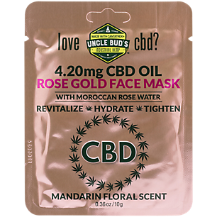 CBD Hemp Extract Rose Gold Face Mask - 4.20 MG CBD Oil Per Mask - Mandarin Floral (1 Mask)