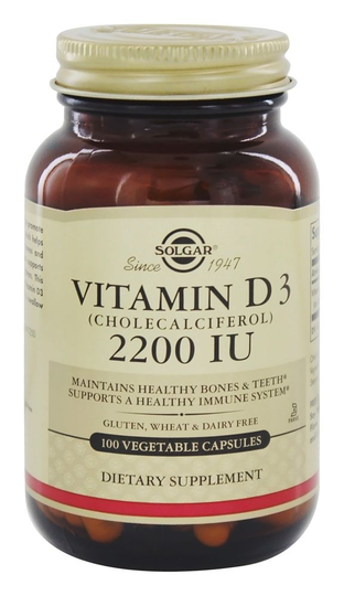 Solgar - Vitamin D3 Cholecalciferol 2200 IU - 100 Vegetarian Capsules