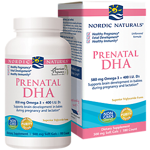 Prenatal DHA - 580 MG Omega-3 + 400 IU Vitamin D3 (180 Softgels)