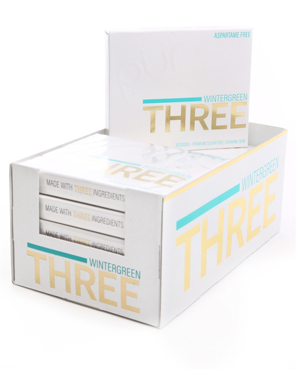 PUR Gum - THREE Premium Sugar Free Chewing Gum Wintergreen - 10 Pack(s)