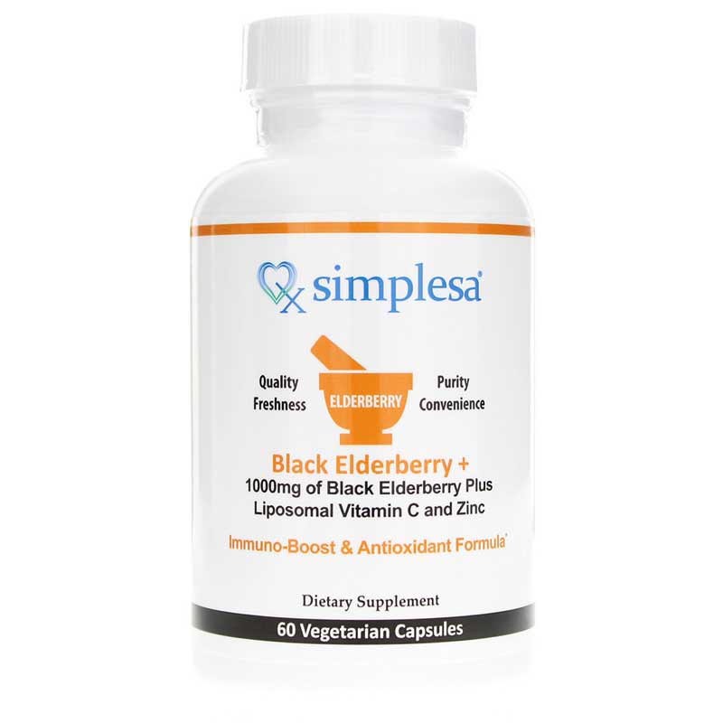 Simplesa Black Elderberry with Vitamin C & Zinc 60 Veg Capsules