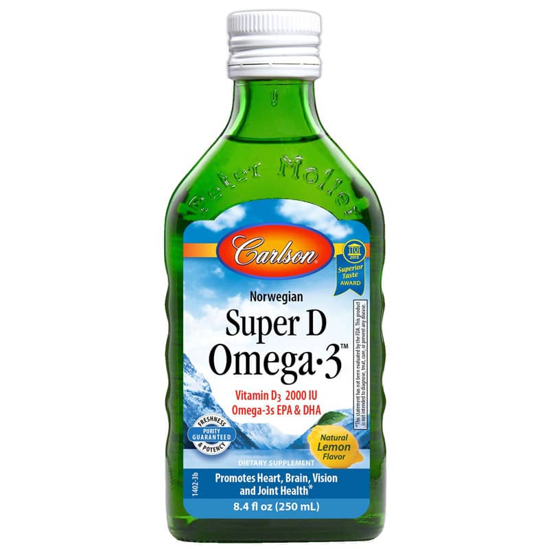 Carlson Labs Super D Omega-3 2000 IU Vitamin D3 with Natural Lemon Flavor 8.4 Oz