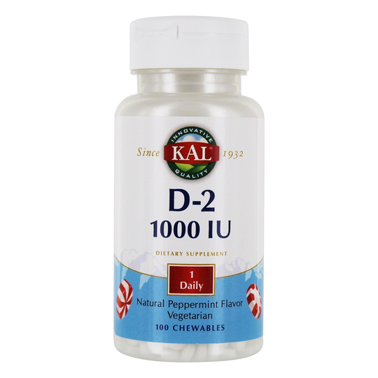 Kal - Vitamin D2 Natural Peppermint Flavor 1000 IU - 100 Chewables