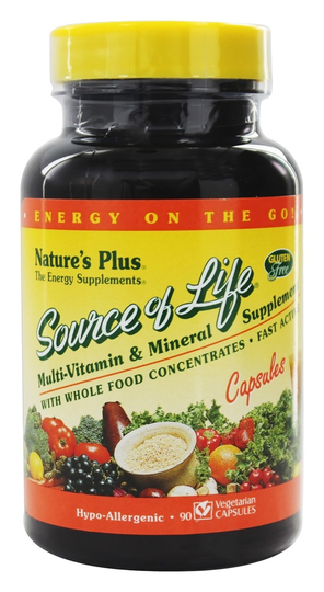 Natures Plus - Source Of Life Multi-Vitamin & Mineral Supplement With Whole Food Concentrates - 90 Vegetarian Capsules