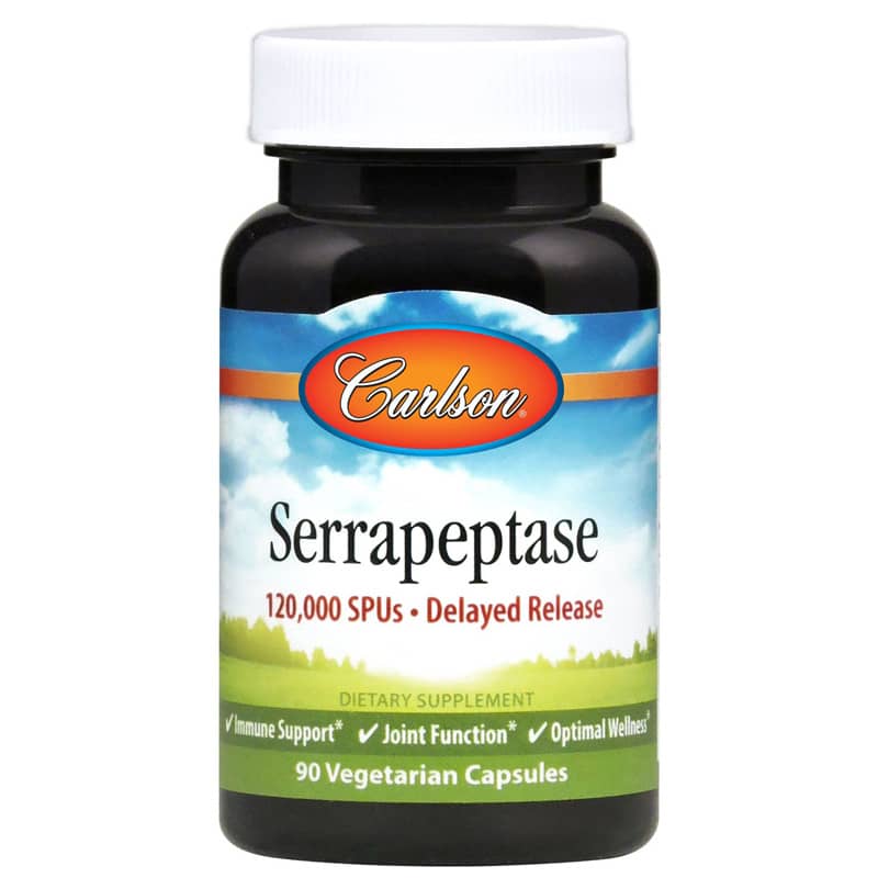 Carlson Labs Serrapeptase 120,000 SPUs 90 Veg Capsules