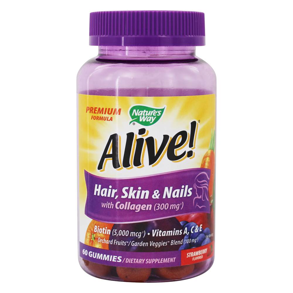 Nature's Way - Alive Hair Skin & Nails with Collagen Premium Formula Strawberry - 60 Gummies