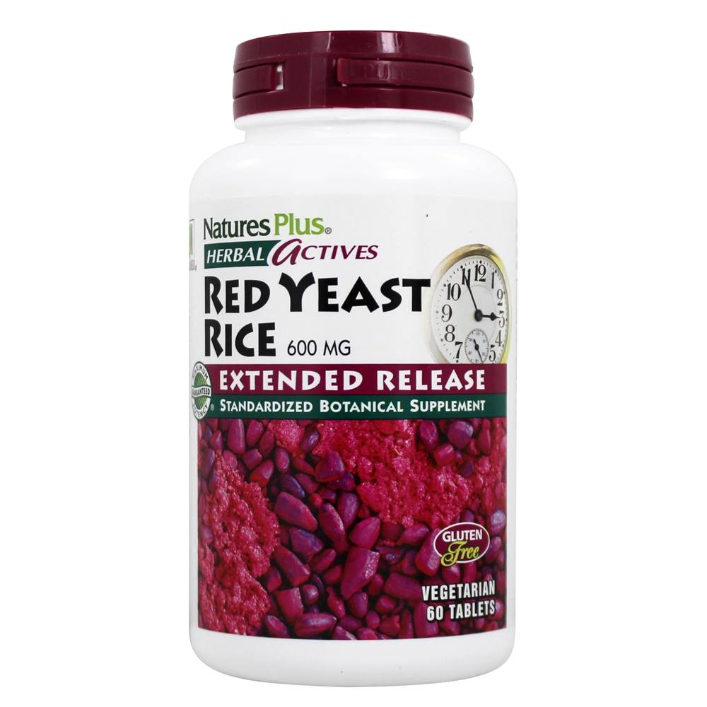 Natures Plus - Herbal Actives Red Yeast Rice Extended Release 600 mg. - 60 Vegetarian Tablets