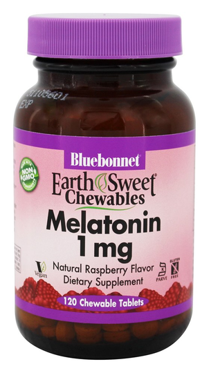 Bluebonnet Nutrition - EarthSweet Chewables Melatonin Natural Raspberry 1 mg. - 120 Chewable Tablets