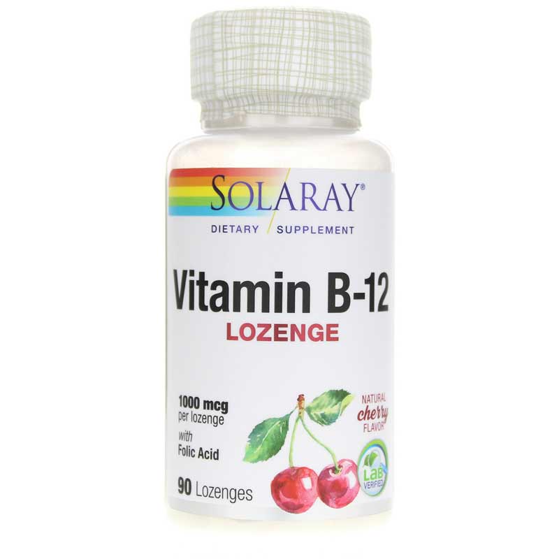 Solaray Vitamin B-12 1000 Mcg in Natural Cherry Flavor 90 Lozenges