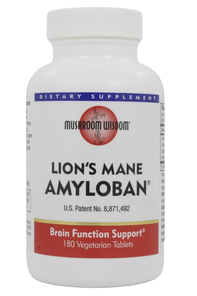 Mushroom Wisdom - Lion's Mane Amyloban Brain Function Support - 180 Vegetarian Tablets