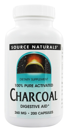 Source Naturals - 100 Pure Activated Charcoal 260 mg. - 200 Capsules