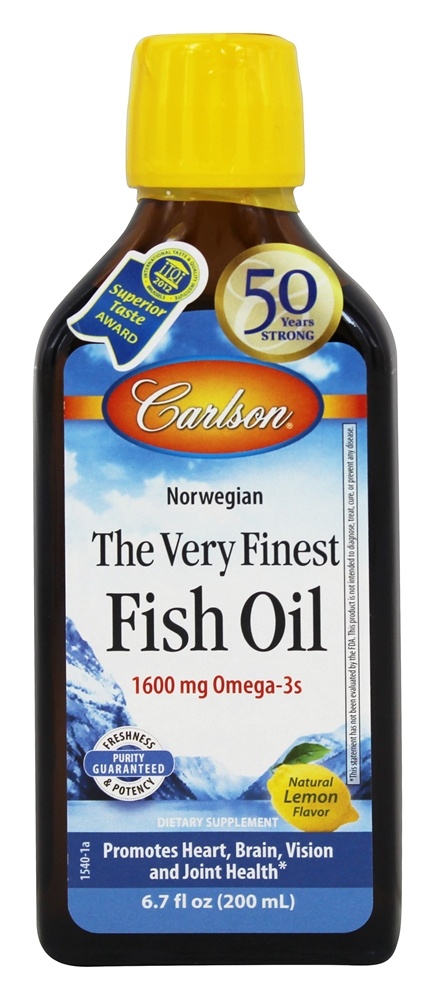 Carlson Labs - The Very Finest Norwegian Fish Oil Liquid Omega-3's DHA & EPA Lemon Flavor - 6.7 fl. oz.