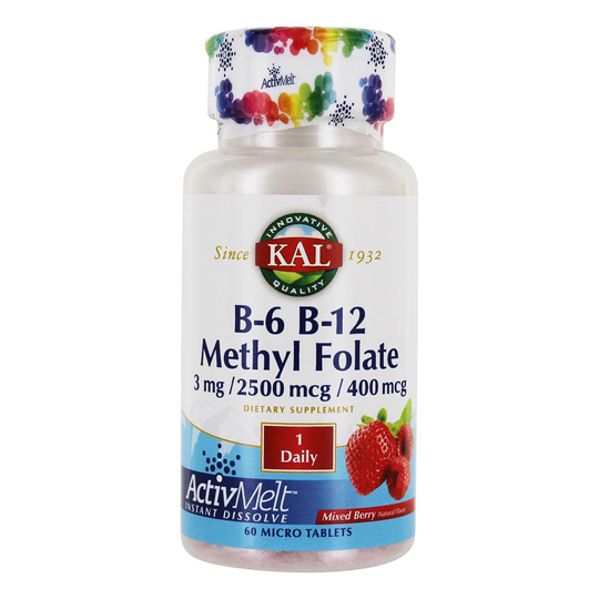 Kal - Vitamin B6 & B12 Methyl Folate Mixed Berry - 60 Micro Tablets