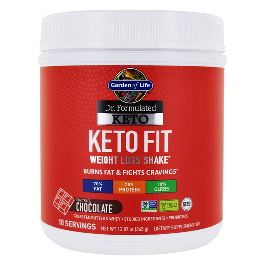 Garden of Life - Dr. Formulated Keto Fit Weight Loss Shake Powder 10 Servings Fair Trade Chocolate - 12.87 oz.