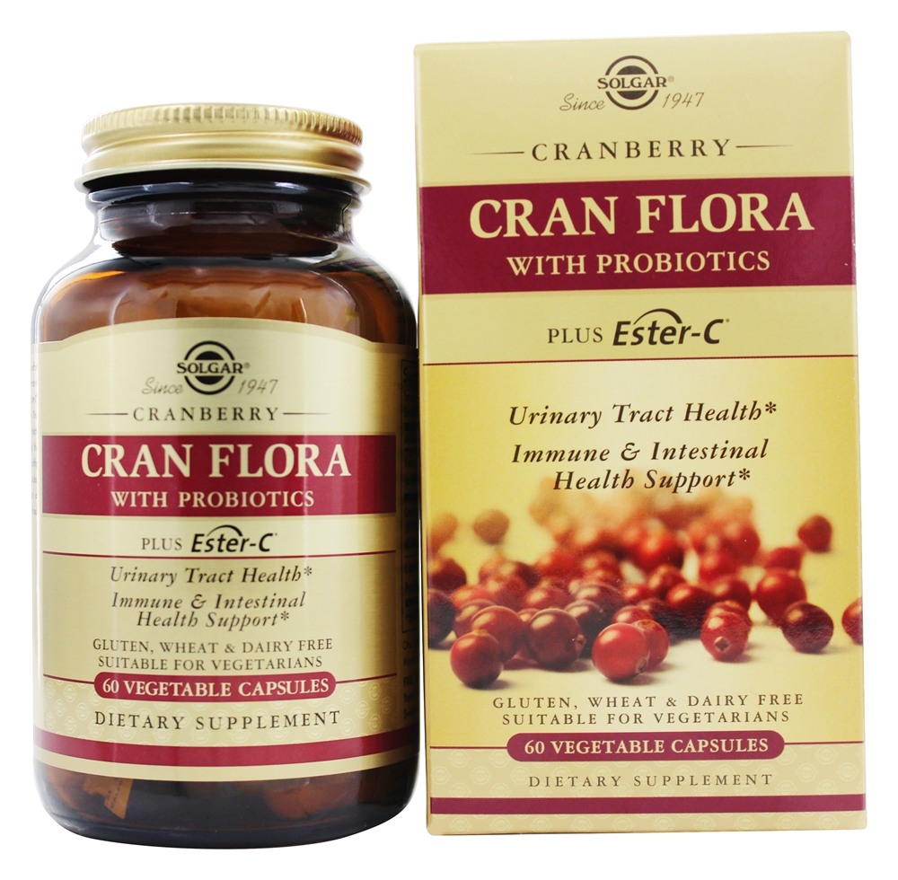 Solgar - Cran Flora with Probiotics plus Ester C - 60 Vegetarian Capsules