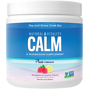 Natural Calm Magnesium Powder with Calcium - Raspberry-Lemon (30 Servings)