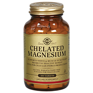 Chelated Magnesium - Supports Nerve / Muscle Function, Healthy Bones & Cellular Energy Production (100 Tablets)
