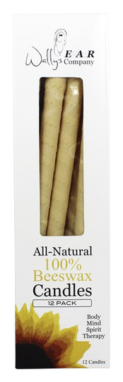 Wally's Natural Products - All-Natural Multi-Purpose Hollow Candles 100 Beeswax - 12 Pack