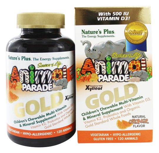 Natures Plus - Source of Life Animal Parade Gold Children's Chewable Multi-Vitamin & Mineral Natural Orange Flavor - 120 Chewable Tablets