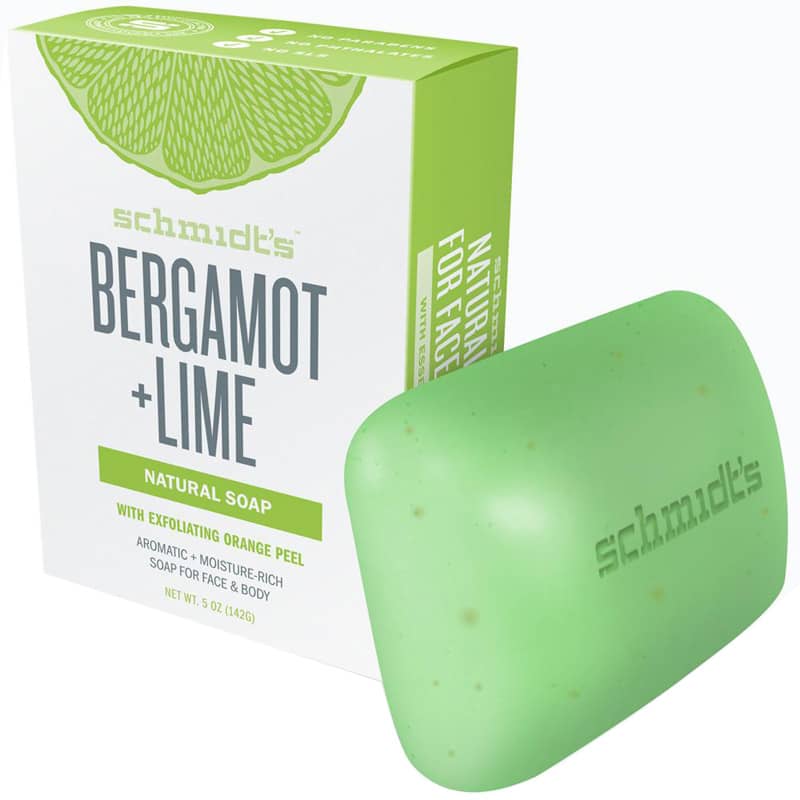 Schmidts Deodorant Natural Soap Bar for Face & Body Bergamot + Lime 5 Oz