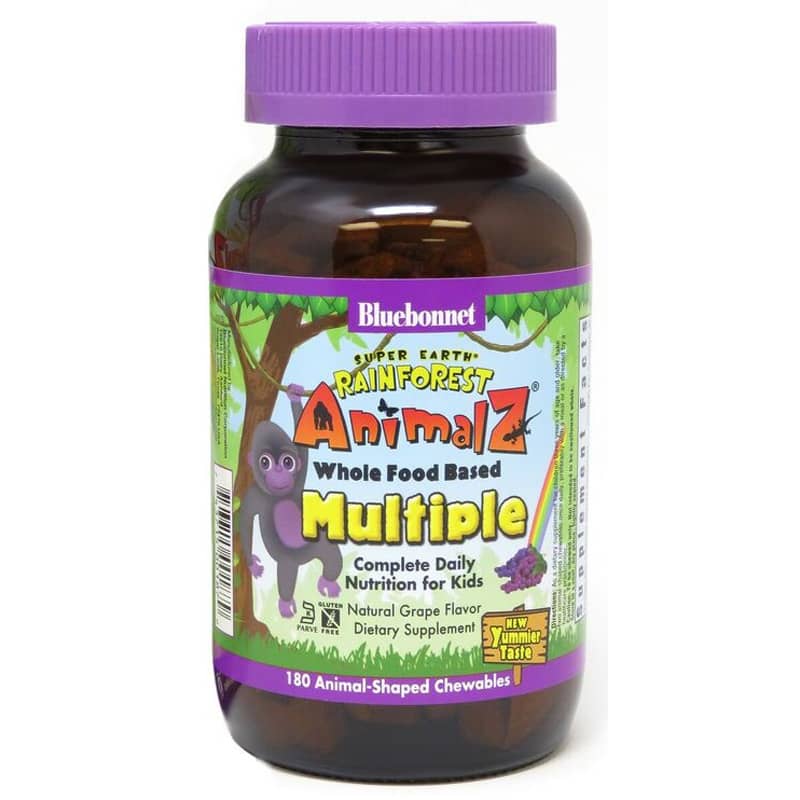 Bluebonnet RainForest AnimalZ Multiple for Kids Cherry 180 Chewables