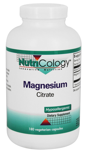 Nutricology - Magnesium Citrate 170 mg. - 180 Vegetarian Capsules