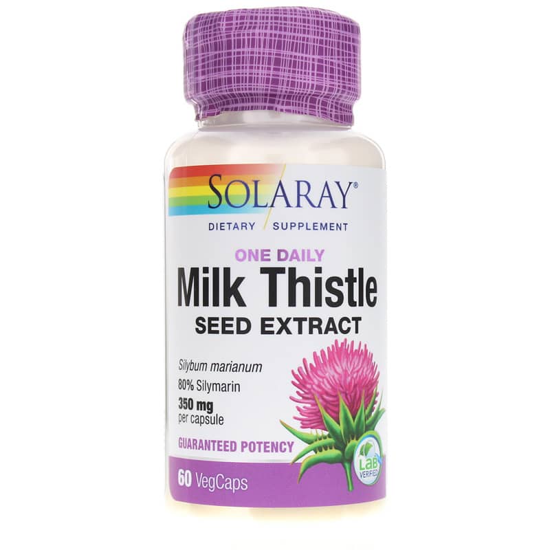 Solaray Milk Thistle Seed Extract, One Daily Formula 60 Veg Capsules
