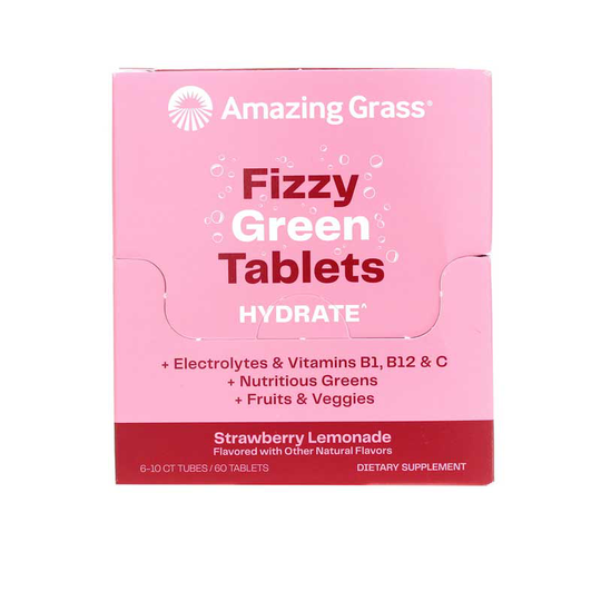 Amazing Grass Fizzy Green Tablets Hydrate Strawberry Lemonade 60 Tablets