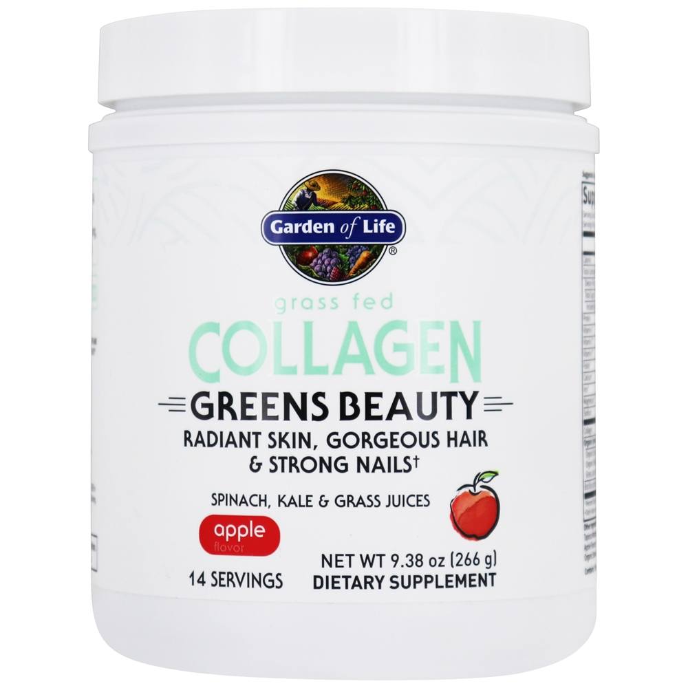 Garden of Life - Grass Fed Collagen Greens Beauty Powder 14 Servings Apple - 9.38 oz.