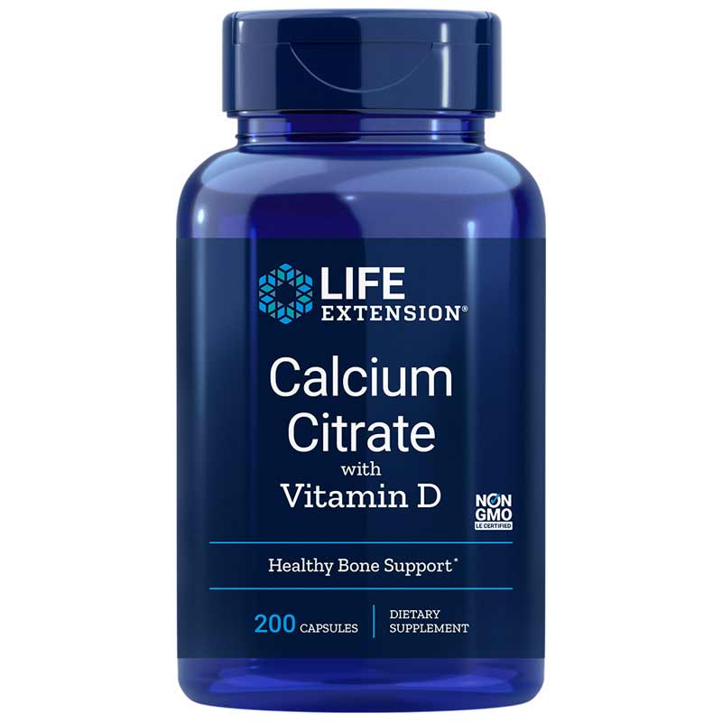 Life Extension Calcium Citrate with Vitamin D 200 Veg Capsules