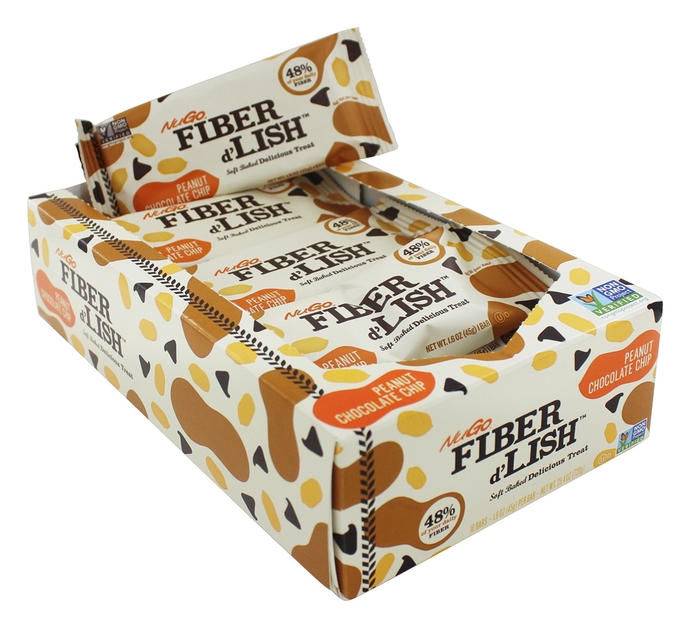 NuGo Nutrition - Fiber d'Lish Bar Peanut Chocolate Chip - 16 Bars
