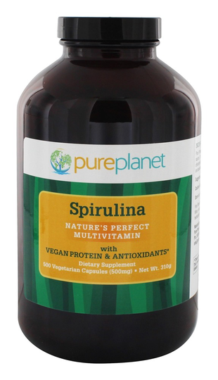 Pure Planet - Spirulina 500 mg. - 500 Vegetarian Capsules