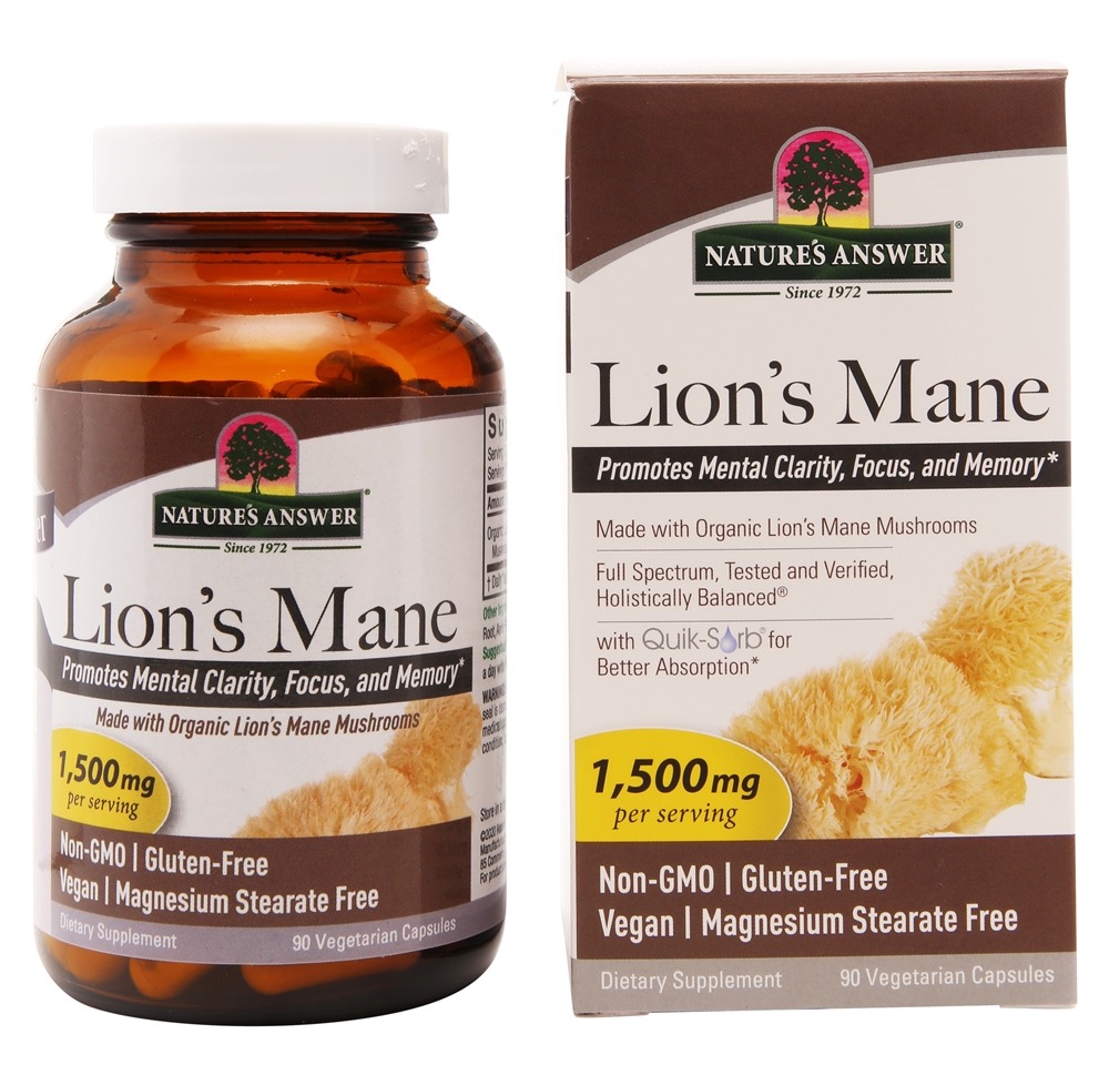 Nature's Answer - Lion's Mane Mental Clarity Support 1500 mg. - 90 Vegetarian Capsules