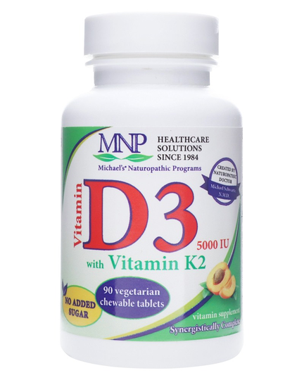 Michael's Naturopathic Programs - Vitamin D3 With Vitamin K2 Natural Apricot Flavor 5000 IU - 90 Chewable Tablets