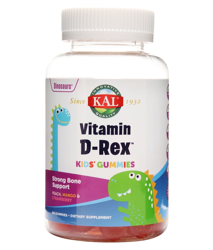 Kal - Dinosaurs Vitamin D-Rex Strong Bone Support Peach Mango & Strawberry - 60 Gummies