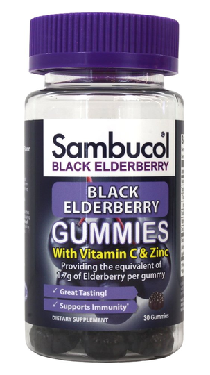 Sambucol - Black Elderberry Gummies with Vitamin C & Zinc Berry - 30 Gummies