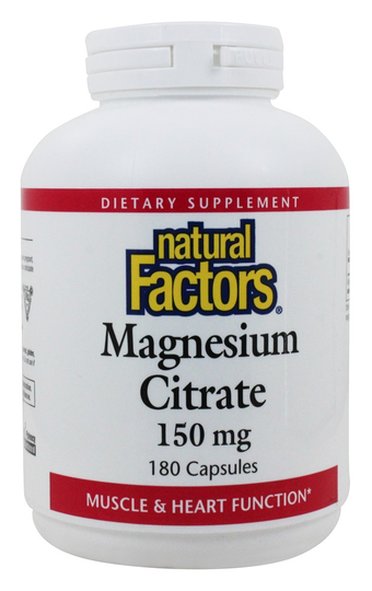 Natural Factors - Magnesium Citrate 150 mg. - 180 Capsules
