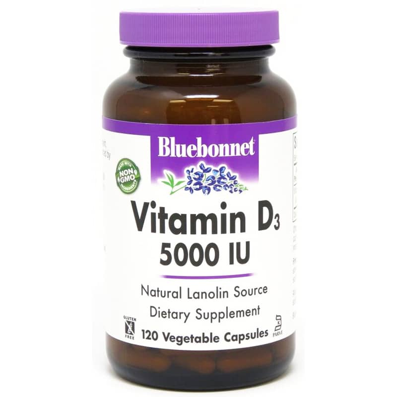 Bluebonnet Vitamin D3 5000 IU 120 Veg Capsules