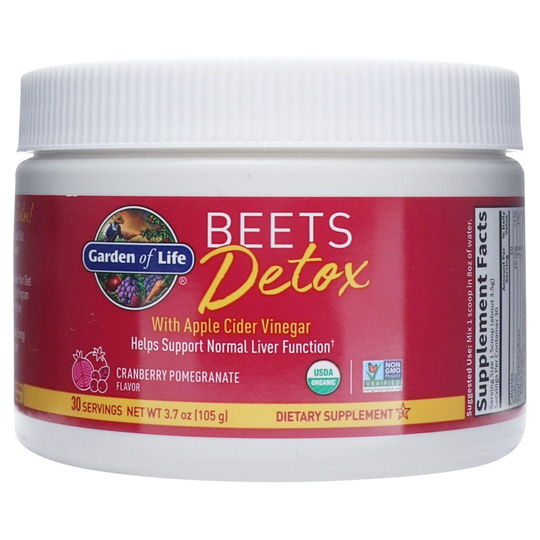 Garden of Life - Beets Detox Powder with Apple Cider Vinegar Cranberry Pomegranate - 3.7 oz.