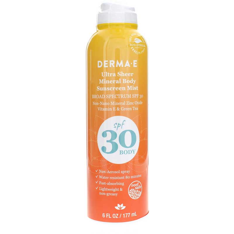 Derma E Ultra Sheer Mineral Body Sunscreen Mist SPF 30 6 Oz