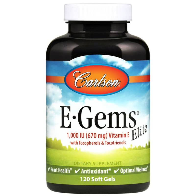 Carlson Labs E-Gems Elite 1000 IU Natural Vitamin E 120 Softgels