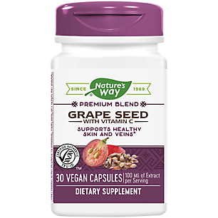 Grape Seed with Vitamin C - Supports Healty Skin & Veins - 100 MG (30 Vegan Capsules)