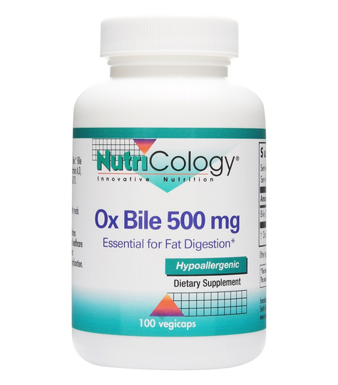 Nutricology - Ox Bile Essential for Fat Digestion 500 mg. - 100 Vegetable Capsule(s)