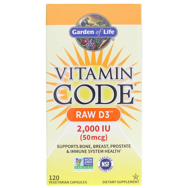 Garden of Life Vitamin Code Raw D3 2000 IU (50 Mcg) 120 Veg Capsules